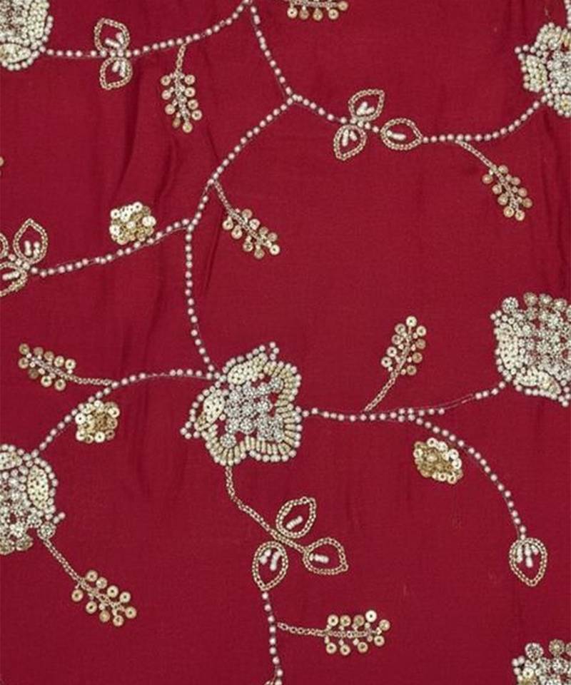 Red Embroidered Silk Lehenga Set