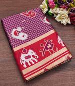 Wine soft silk blend banarasi jacuard work designer saree with blouse