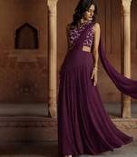 Purple Crepe Lehenga Set