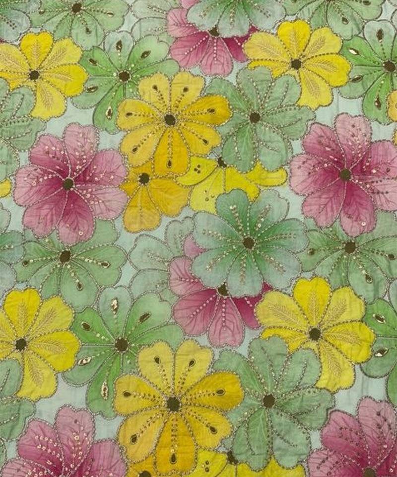 Multicolor Printed Crepe Lehenga Set