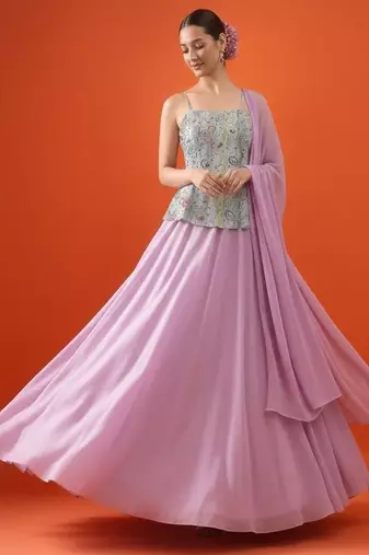 Pink Tissue Lehenga Set