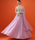 Pink Tissue Lehenga Set