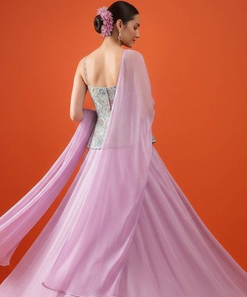 Pink Tissue Lehenga Set