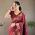Wine soft silk blend banarasi jacuard work designer saree with blouse