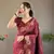 Maroon soft silk blend banarasi jacuard work designer saree with blouse