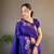 Dark blue soft silk blend banarasi jacuard work designer saree with blouse