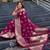 Wine soft silk blend banarasi jacuard work designer saree with blouse