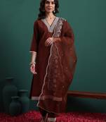 Coffee color beautiful ethnic suit for classy trendy girl