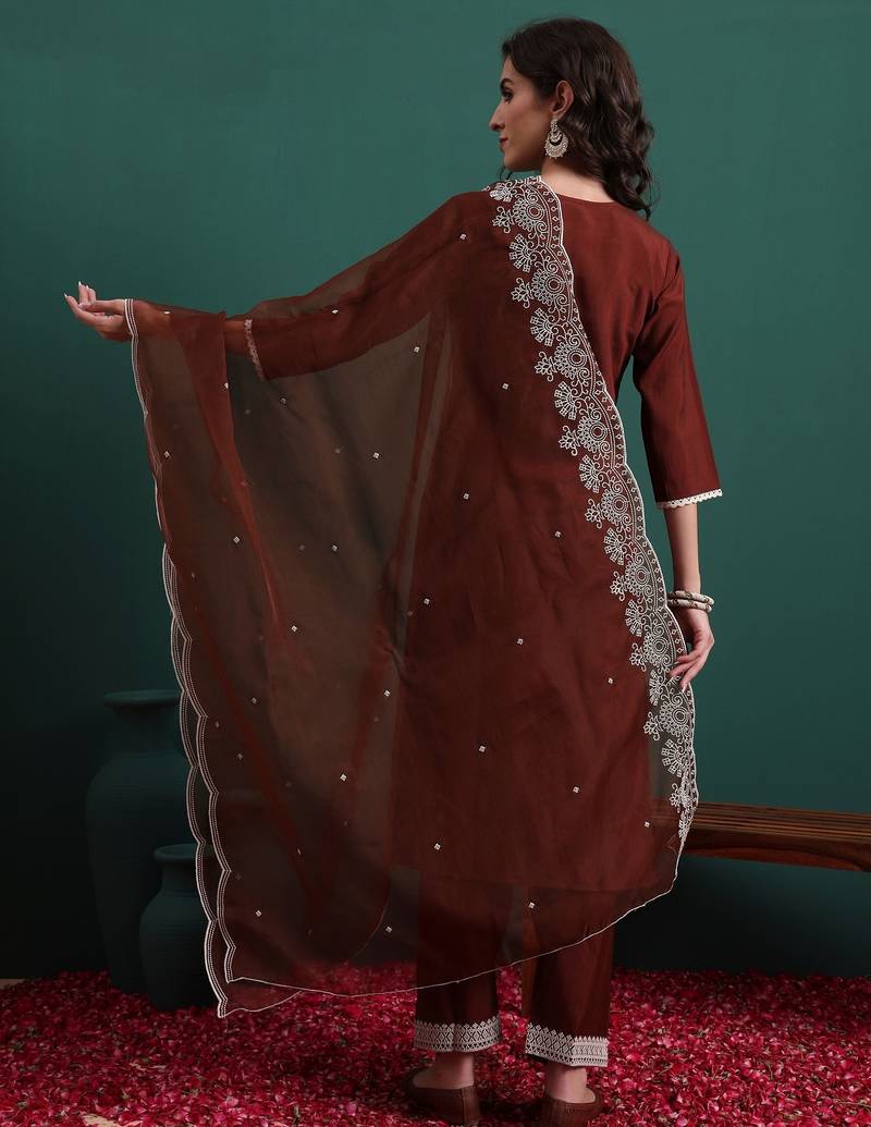 Coffee color beautiful ethnic suit for classy trendy girl