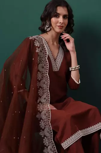 Coffee color beautiful suit for classy trendy girl