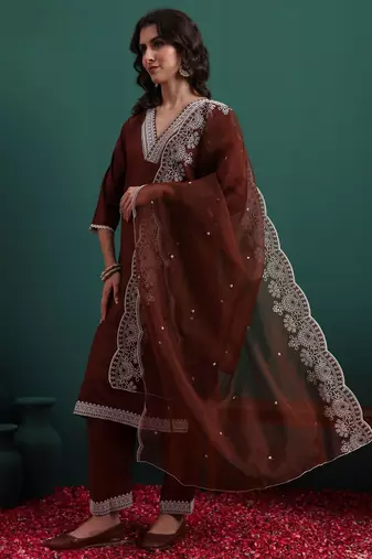Coffee color beautiful suit for classy trendy girl