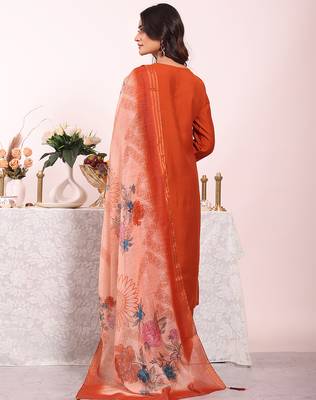 Rust color poly silk smart partywear kurta set 2