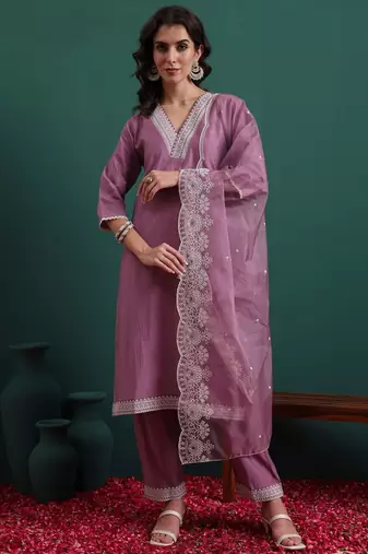 Lavender color beautiful ethnic suit for classy trendy girl
