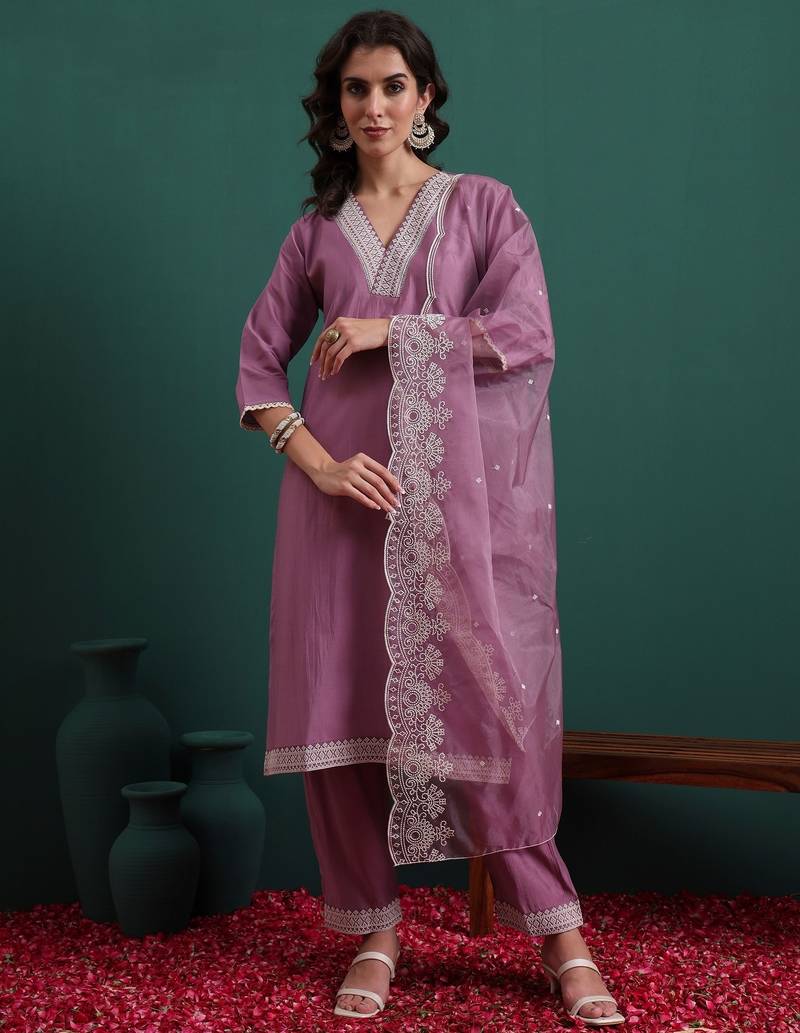 Lavender color beautiful ethnic suit for classy trendy girl
