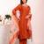 Rust color poly silk fabric smart ethnic partywear kurta set