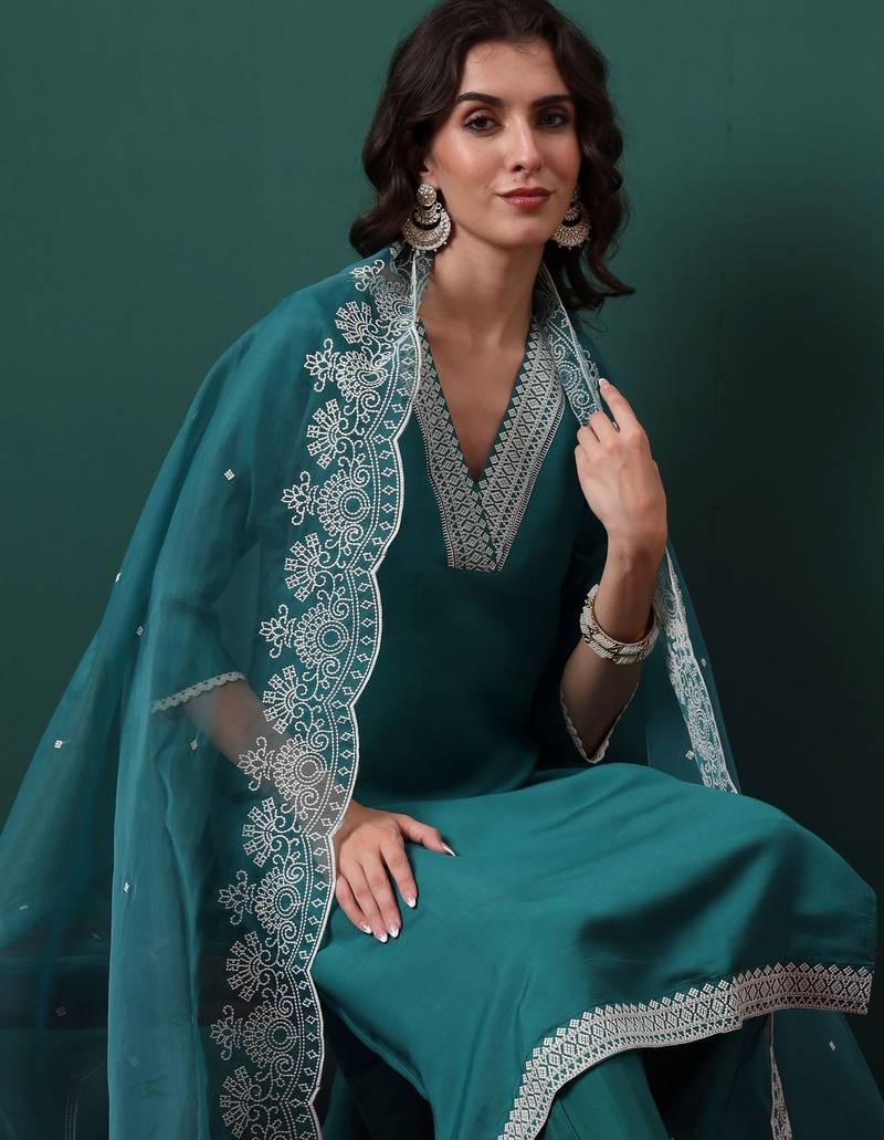 Pine green color beautiful ethnic suit for classy trendy girl