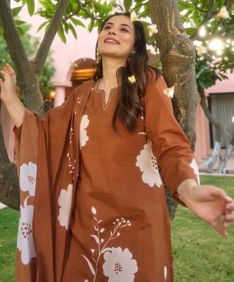 Rust color muslin beautiful partywear dress for girls 3