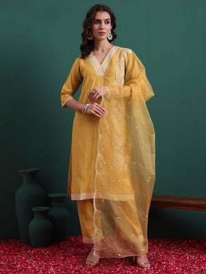 Yellow color beautiful suit for classy trendy girl 1