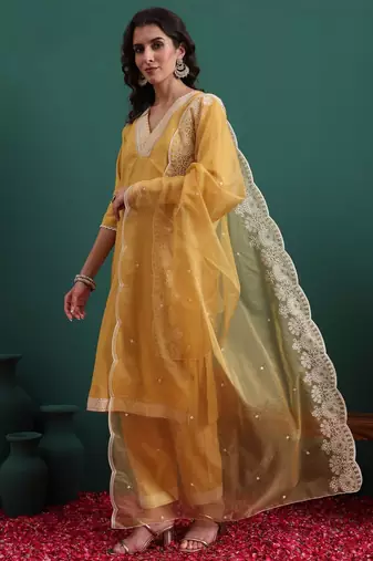 Yellow color beautiful suit for classy trendy girl