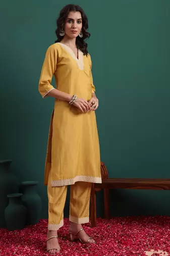 Yellow color beautiful suit for classy trendy girl