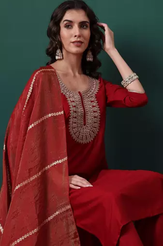 Maroon color beautiful suit for classy trendy girl