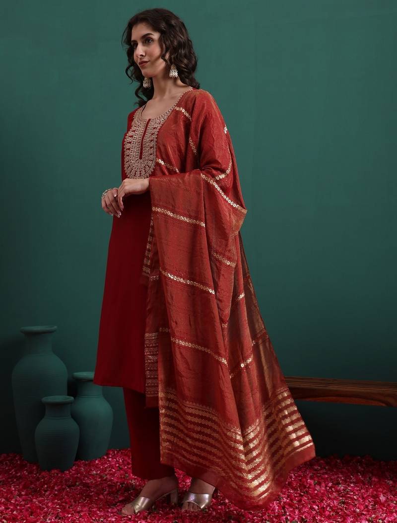 Maroon color beautiful ethnic suit for classy trendy girl