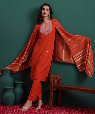 Orange color beautiful suit for classy trendy girl 1