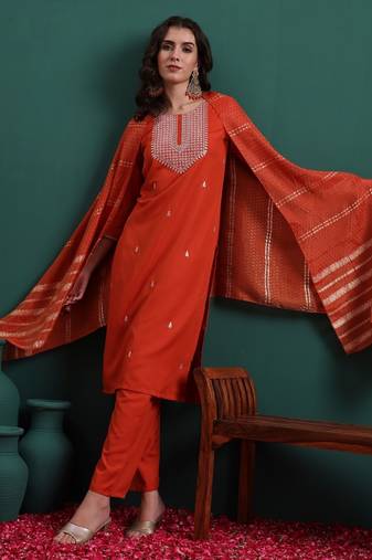 Orange color beautiful ethnic suit for classy trendy girl