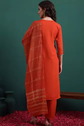 Orange color beautiful suit for classy trendy girl