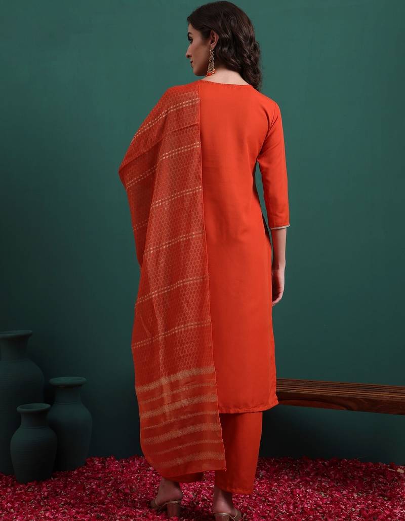 Orange color beautiful ethnic suit for classy trendy girl