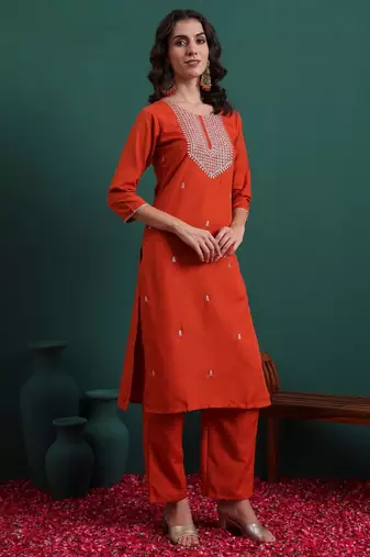 Orange color beautiful suit for classy trendy girl