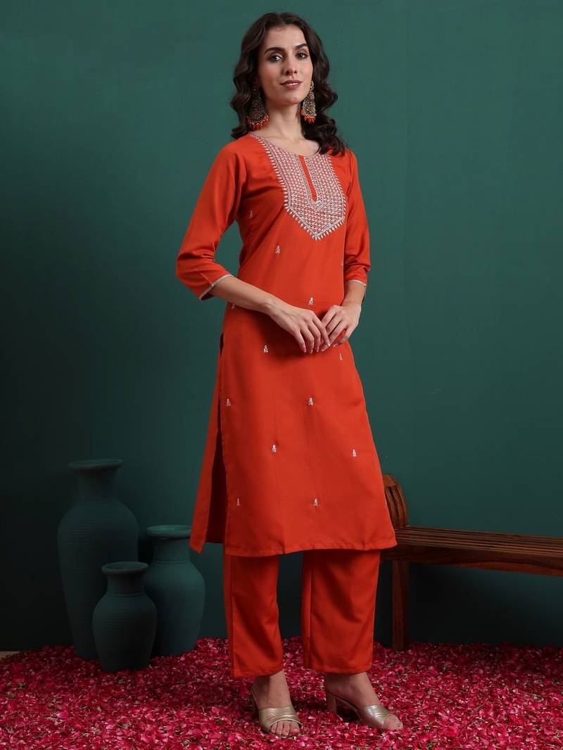 Orange color beautiful ethnic suit for classy trendy girl