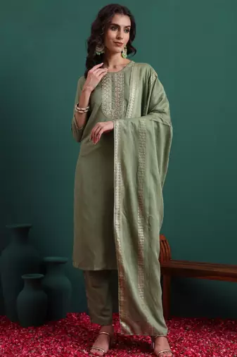 Green color beautiful ethnic suit for classy trendy girl