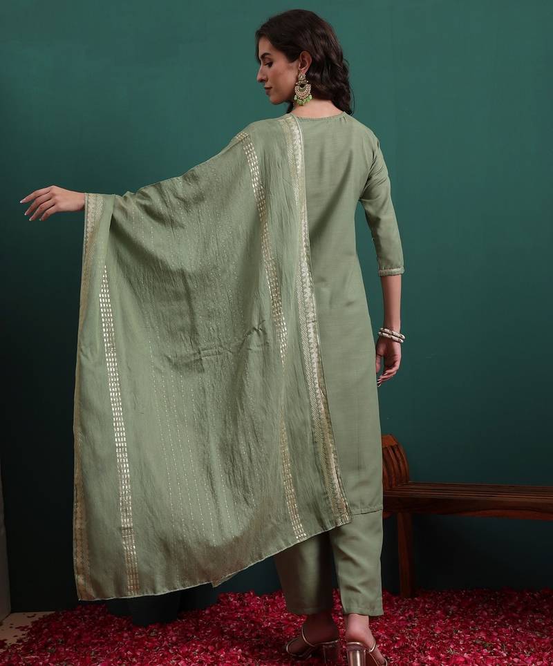 Green color beautiful ethnic suit for classy trendy girl