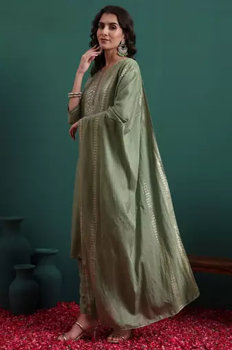 Green color beautiful suit for classy trendy girl