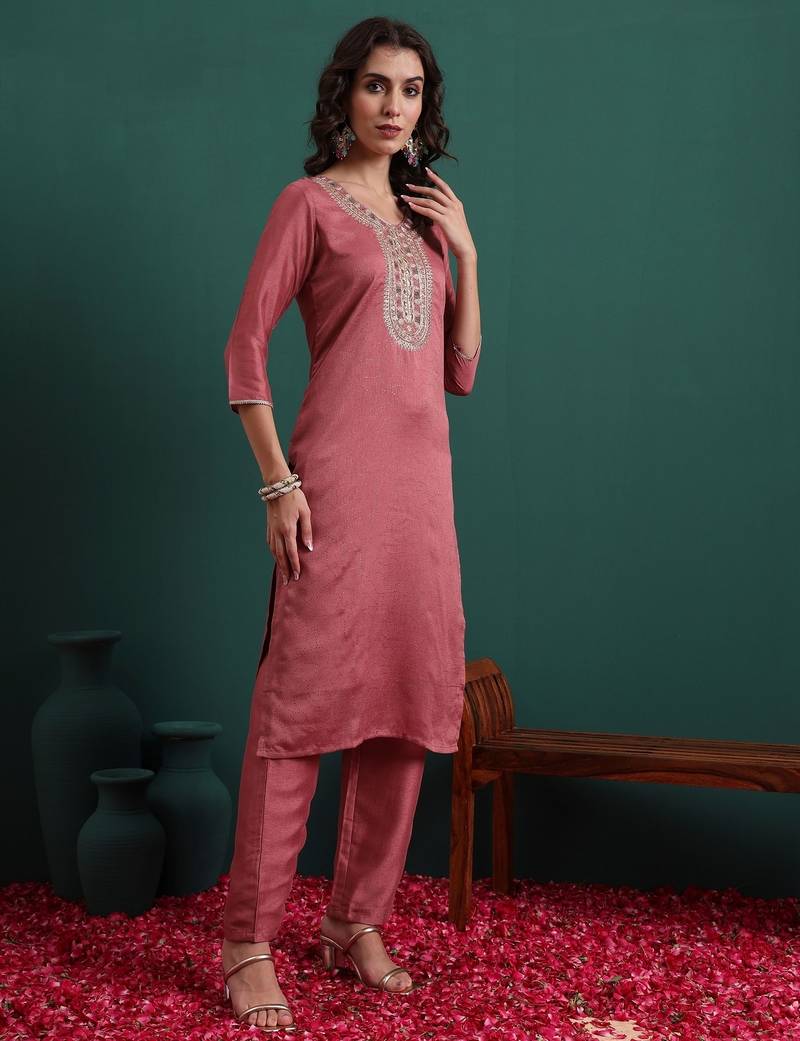 Pink color beautiful ethnic suit for classy trendy girl