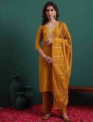 Mustard color beautiful suit for classy trendy girl 1