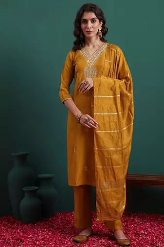 Mustard color beautiful ethnic suit for classy trendy girl