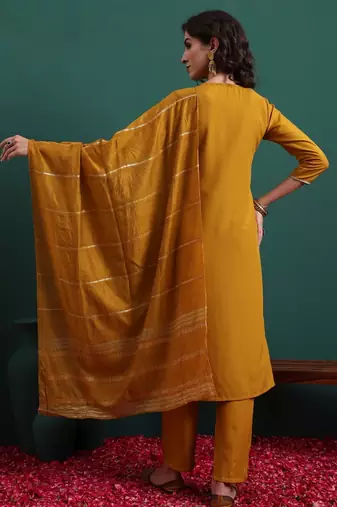 Mustard color beautiful suit for classy trendy girl