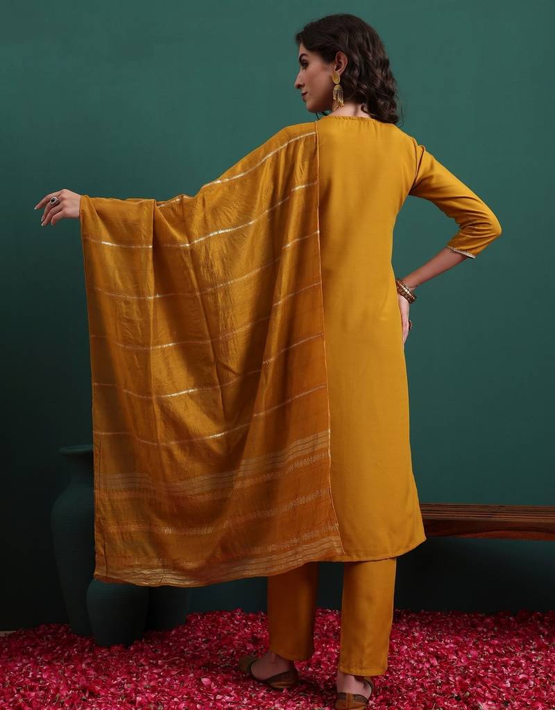Mustard color beautiful ethnic suit for classy trendy girl