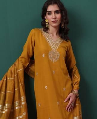 Mustard color beautiful suit for classy trendy girl 3