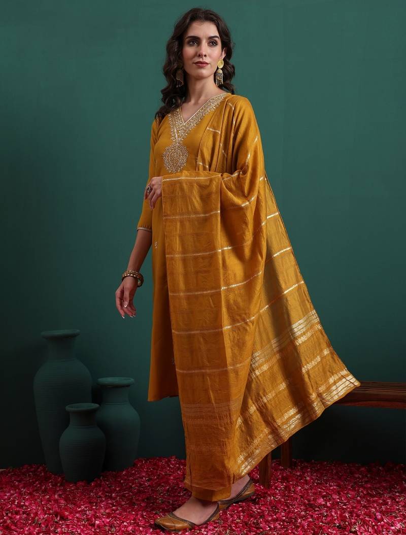 Mustard color beautiful ethnic suit for classy trendy girl
