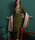 Olive color beautiful ethnic suit for classy trendy girl