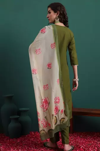 Olive color beautiful suit for classy trendy girl