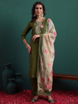 Olive color beautiful suit for classy trendy girl 3