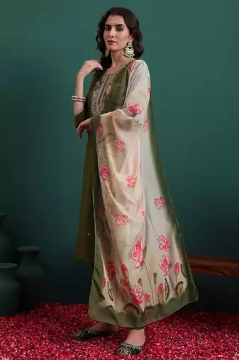Olive color beautiful suit for classy trendy girl