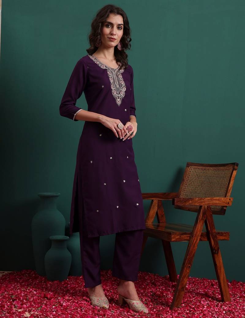Purple color beautiful ethnic suit for classy trendy girl