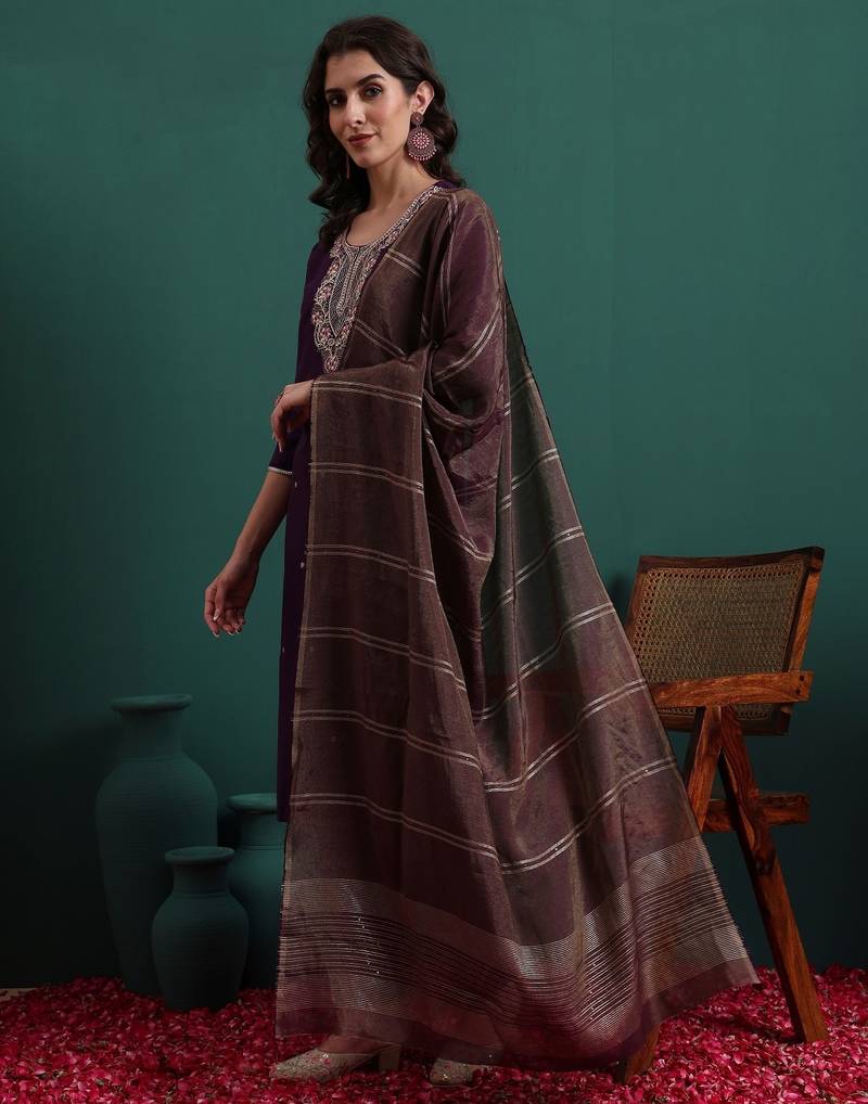 Purple color beautiful ethnic suit for classy trendy girl