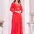 Red color beautiful embroidered ceremonial gown for classy looks