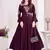 Wine color beautiful embroidered ceremonial gown for classy looks